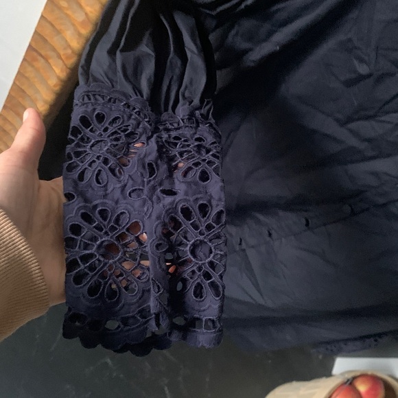 Lela Rose Womens Shirt Dress, navy‎ Blue sz 12 lace sleeves shirt classic luxury - Picture 14 of 15